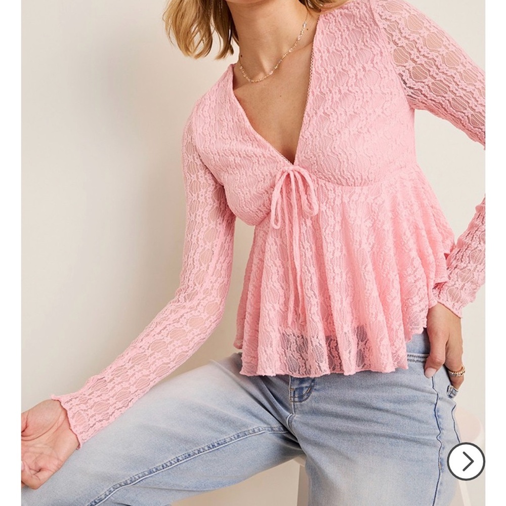Elegant Pink Lace Women Top